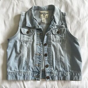 Oshkosh B’gosh Vest Kids Blue Denim Jean Button Collar Size 10